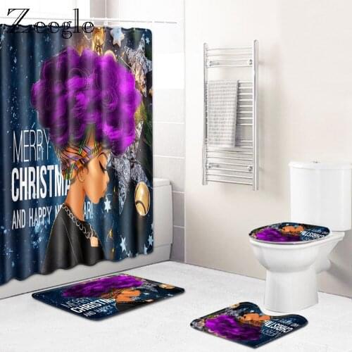 Zeegle Merry Christmas Bathmat Rectangle Mat for Bath Room Waterproof Toilet Shower Curtain Lid Toilet Cover Toilet Floor Rug