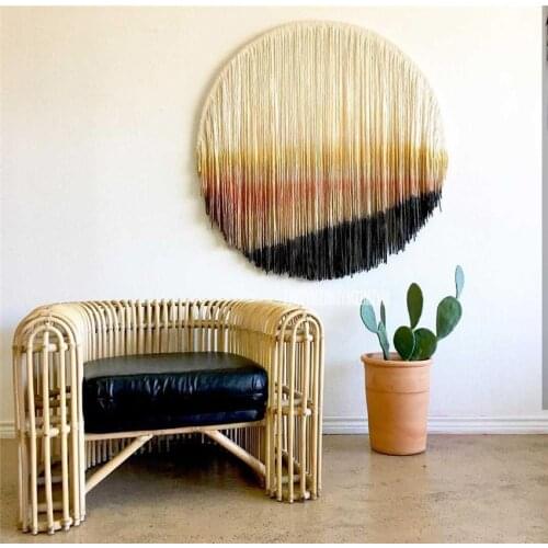 Nordic Bohemian Hand-knit Craft Macrame Tapestry Round Circle Wall Hanging European Style Home Decoration Sofa Background