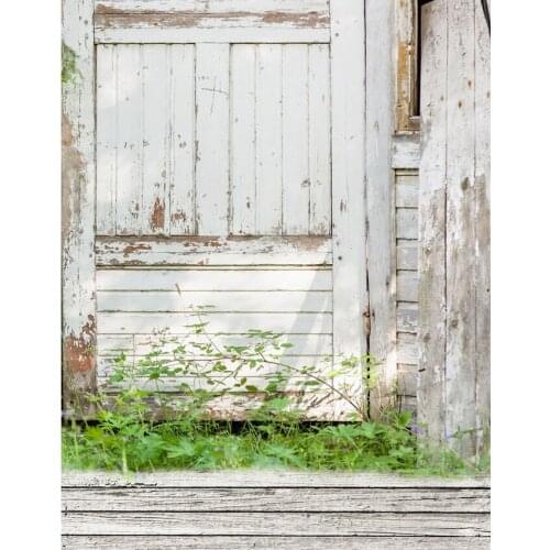 TR White Door Photography Backdrops 5x7 Gray Wood Floor Wedding Backdrops Green Glass Background Cloth Camera fotografia Custom