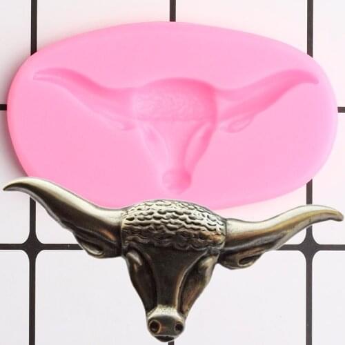 Bull Head Silicone Molds DIY Cake Decorating Tools Cupcake Topper Fondant Mold Biscuit Candy Resin Clay Chocolate Gumpaste Mould