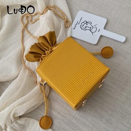 LUCDO Ladies Handbags Box Shape Crossbody Fashion Drawstring Bucket Women Purses Bags Totes Small Flap Bags For Women Sac A Main