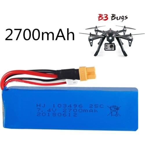 7.4V 2700mAh 25c Lipo Battery for MJX Bugs 3 B3 RC Quadcopter Drone Spare Parts 7.4v Rechargeable Battery 1pcs