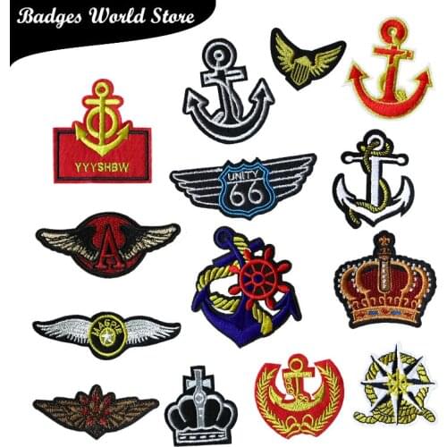2 PCS Anchor icon Embroidered Iron on Patches for Clothing DIY Stripes Clothes Patchwork Stickers for Children Custom Badges