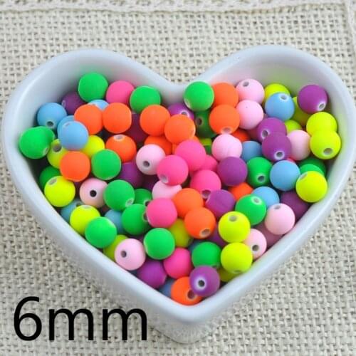 200Pcs 6mm Mixed Candy Color Acrylic Neon Matte Round spacer beads For Jewelry Handmade YKL0084X-6mm