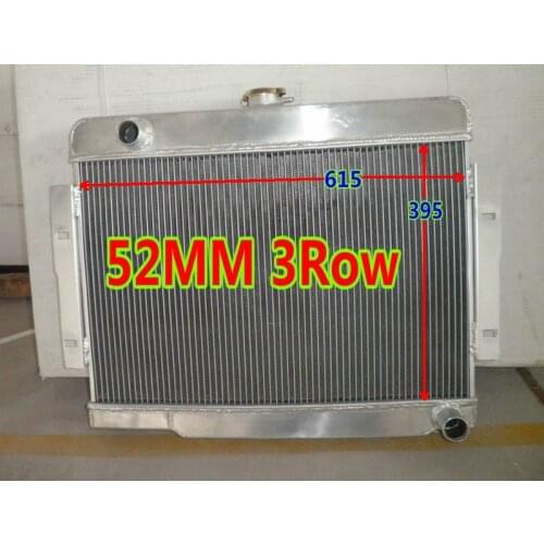 3 Row 52MM Aluminum Radiator For Jeep CJ Series CJ5 CJ7 w/ Chevy V8 5.0L AT/MT 1972-1986 KIT 73 74 75 86 85