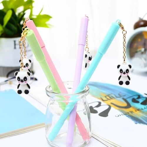 Cool Fancy Kawai Cute Panda Gel Pen Blue Kawaii Stationery Store School Supply Stationary Office Accessory Thing Desk Decoration