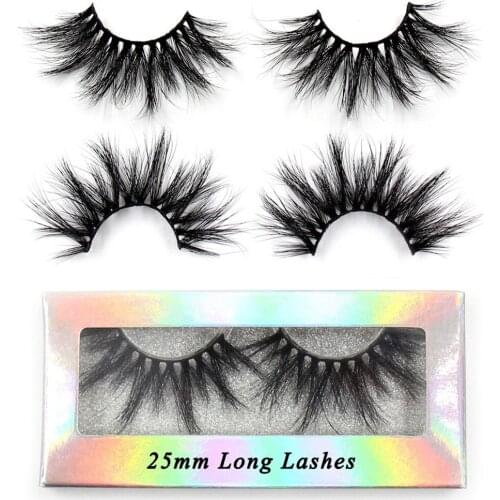 SOQOZ Eyelashes 3D Mink Lashes 25mm Lashes Criss-cross False Eyelashes Handmade Mink Eyelashes Fluffy Dramatic Eyelashes Makeup