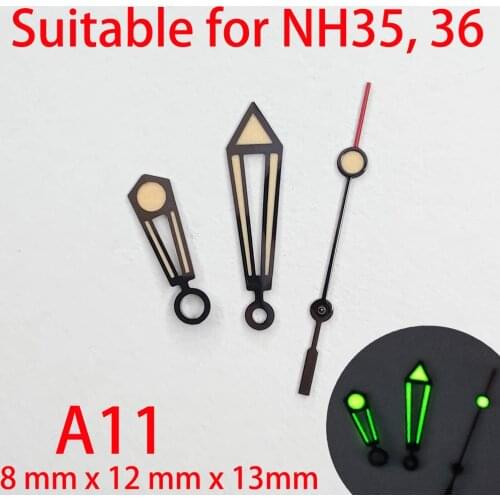 A11 suitable for NH35 watch pointers, watch accessories hand green/blue super luminous watch custom accessories NH36