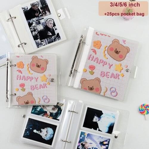 Sharkbang 3/4/5/6 Inch Bear Photo Album-Loose Leaf Organizer-Bullet Binder Transparent PVC Cover Handbook Agenda Collection Book