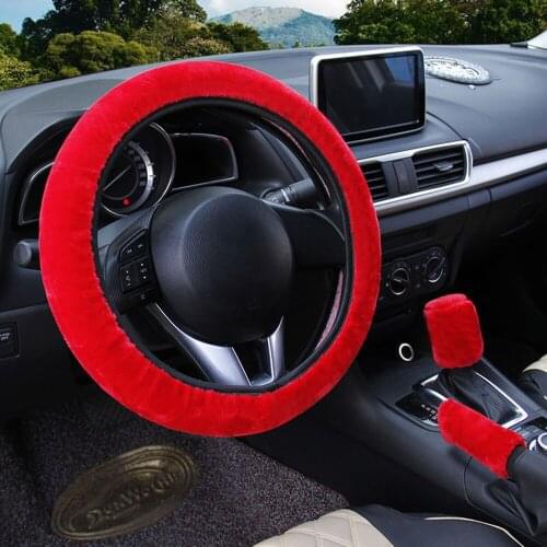 Car Styling 3 pcs Winter Warm Steering Wheel Cover Handbrake Cover Gear Shift Cover Universal Car Interior Accessories
