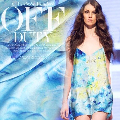 Free shipping! Ocean flower color digital inkjet stretch satin fabric really at wholesale high-grade silk clothing cloth