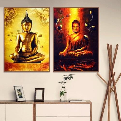 Buddha Gold Body Artwork Vintage Canvas Prints Modern Painting Posters Wall Art Pictures For Living Room Decoration No Frame