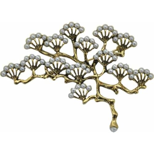 Imitation Pearls Pine Trees Brooches Pins Fashion Unisex Corsage Wedding Accessories Creative Jewelry Gift XZ033