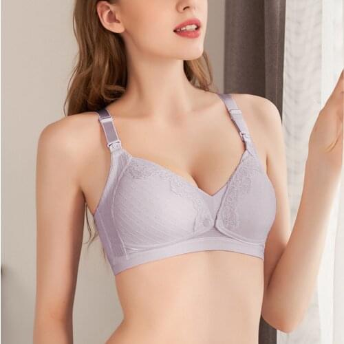 TELOTUNY Women Gathered Nursing Bra Underwear Maternity Wireless Front Buckle Breast Feeding Bra for Pregnant women Plus size