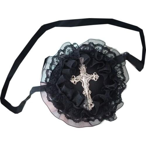 Black Lace Eye Patch for Girls Cosplay Gothic Lolita Steampunk Cross Eyewear