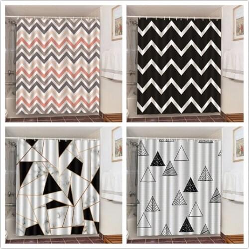 Colorful Ripple Decorative Bathroom Curtains Modern Geometric Design Waterproof And Mildew 3D Shower Curtains Set With 12 Hooks