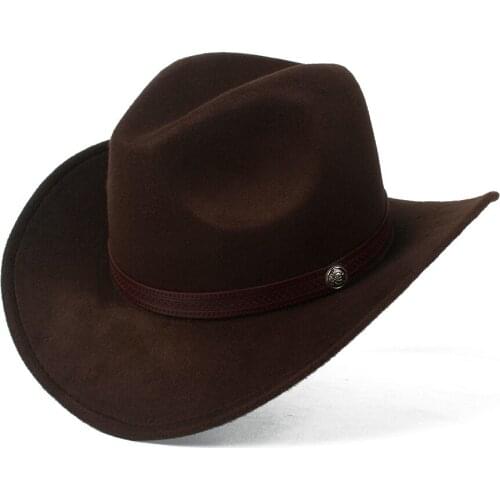 Child Kids Wool Hollow Western Cowboy Hat Boy Girl Outblack Sombrero Hombre Jazz Cap Size 52-54