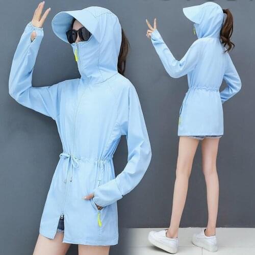 Long Sunscreen Clothing Womens Summer Big Hat Visor Sunshade Cycling Anti-slip Clothing Anti-UV Sunscreen Clothing Windbreaker
