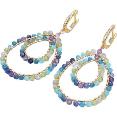 GG Jewelry 4mm round multi color stone Cz pave Lever back Dangle Earrings Big Unique Fashion Lace Earring for women