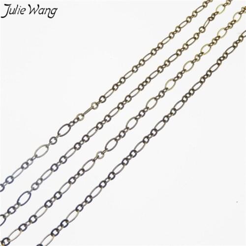 Julie Wang 2 Meters Bronze Tone Copper Metal Link Chain Handmade Vintage Style Necklace Bracelet Keychain Retro Jewelry Findings