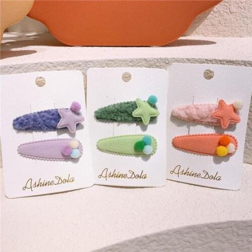 2 Piece Childrens Plush Hair Grips Baby Girls Hair Accessories Kids Children Hair Clips Hair Styling Tools Barrettes Headdress