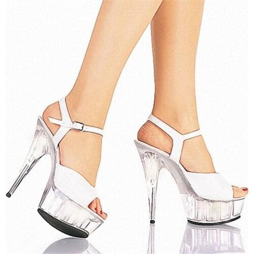 15cm Summer new nightclub sandals, sexy appeal super high heels Advertising fish mouth high-heeled shoes