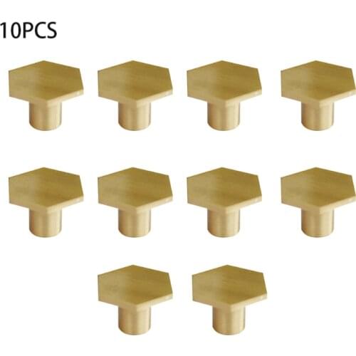 10pcs Furniture Gold Copper Cabinet Knobs Door Pulls Dresser Drawer Hexagon Wardrobe Easy Install Home Decor Handles Kitchen