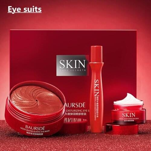 New Brand Makeup Moisten Eye Care Suit,3pcs cosmetics set,Moisturizer Eye Cream,Elasticity of skin mask,Essence for skin care