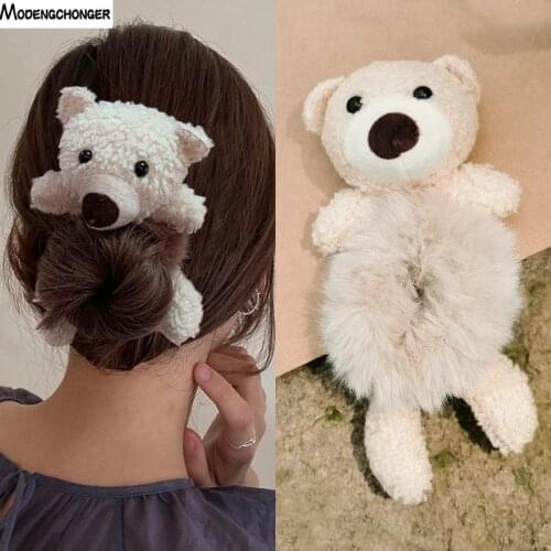 New Fashion Cute Plush Bear Rabbit Scrunchie Women Girls Ponytail Hair Tie Decorate Elastic Hair Bands Headband Hair Accessories