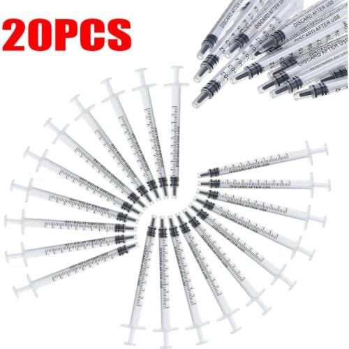 20pcs 1ml Plastic Disposable Injector Syringe For Refilling Measuring Nutrient Tools For Feeding For Mixing Liquids No Needles