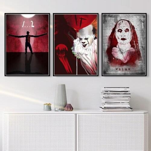 Voorhees Pennywise Valak Horror Movies Character Canvas Painting Poster Prints Art Wall Pictures Living Room Home Decor