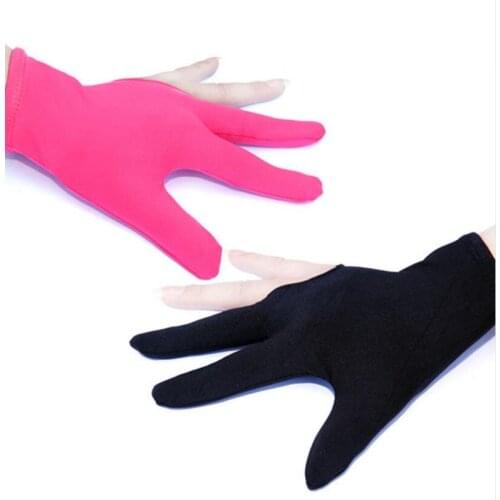 Wholesale 10 Pcs/lot Cue Billiard Pool Shooters Gloves 3 Fingers Left Hand Profession Snooker Accessories Black/Pink