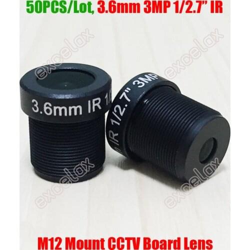 Wholesale 50PCS/Lot 3MP 1/2.7" 3.6mm CCTV Fixed IR Board Lens M12 MTV Mount Interface for 720P 1080P Analog IP Camera Assembly
