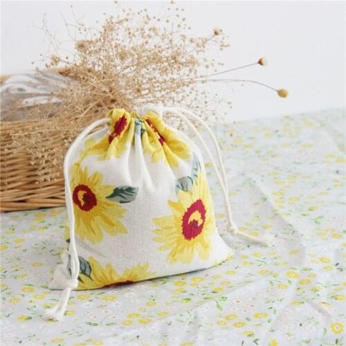 1pcs 14x16 19x24cm Yellow Sunflower Design Toys Gift Packages Gift Bags Cloth Candy Cookies Biscuits Bags Wedding Party Supplies