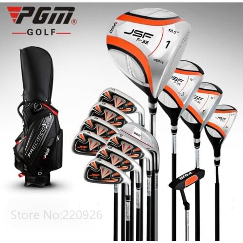 PGM -JSF Golf Mens Cue Kit Complete Golf 13Clubs Set PU Golf Standard Bag Right Driver 2Wood Hybird 8Irons Putter Head Covers