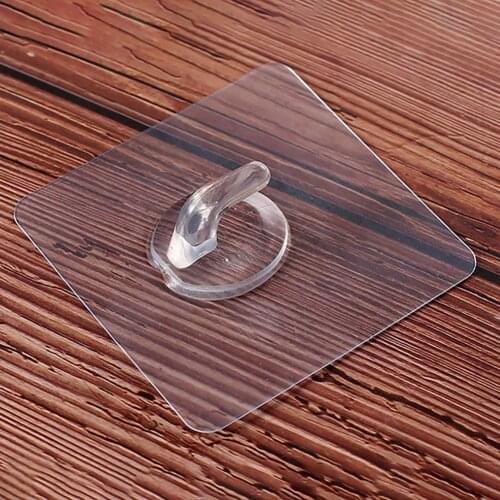 10Pcs Max 15KG Plastic Transparent Seamless Adhesive Strong Sticking Walls Hangers Nail-free Adhesive Seamless Hook Hot Sale