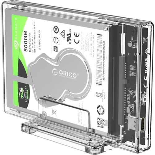 ORICO 2.5" Transparent HDD Case USB 3.1 Type C to SATA External Hard Drive Enclosure 2.5 inch SSD Hard Disk HDD Box With Stand