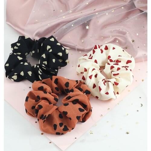 Elegant Fashion Hair Bands Heart Trendy Rubber Ties Cotton High Elastic Headwear Girls Women Hair Accessories Scrunchies Holder