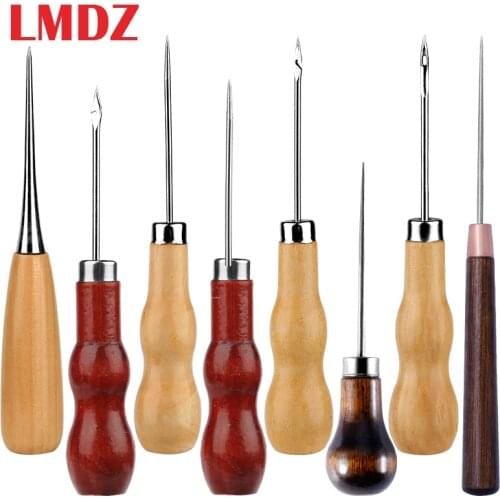 LMDZ Sewing Awl Stitching Awl Wooden Handle Awls Leather Working Tools Sewing Craft for DIY Leather Shoemaker Canvas Repair