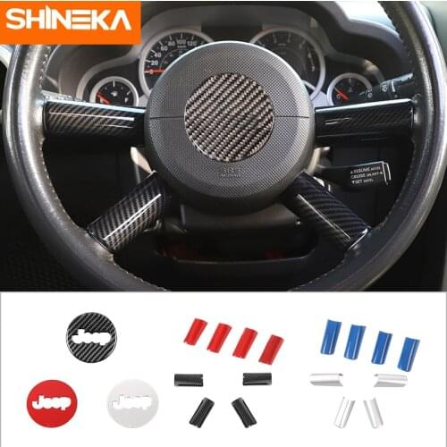 SHINEKA Interior Mouldings For Jeep Wrangler JK 2007-2010 Car Steering Wheel Trim Kit Stickers Accessories For Jeep Wrangler JK
