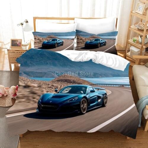 Blue Car Bedding Set Cool Scenery Fashion 3d Duvet Cover Set Comforter Bed Linen Twin Queen King Single Size Fantasy Luxury Gift