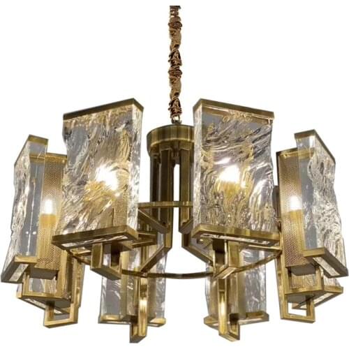 Modern crystal chandelier K9 corrugated crystal industrial chandelier for living room bedroom hotel decorative LED lights