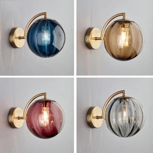 Modern Round Glass Ball Wall Lights Simple Sconce Led Wall Lamp for Home Bedroom Living Room Corridor Loft Decor Light Fixtures