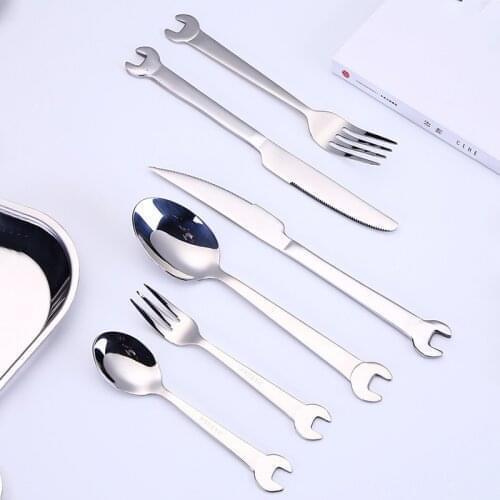 Creative Wrench Shape Tea Fork 304 Stainless Steel Dinner Spoon Coffee Cutlery Set Tableware Family Camping Kitchen Accessories
