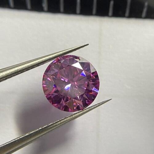 VVS1 Clarity Round Brilliant Cut 9mm 3cts Synthetic Lab Created Pink Moissanite Diamond Color Stone Loose