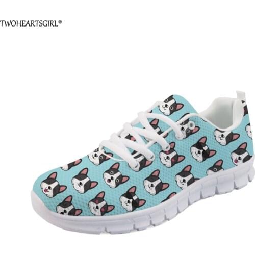 Twoheartsgirl Basenji Dog Printed Breathable Flats Shoes for Women Casual Animal Mesh Sneakers Female Comfortable Walking Shoes