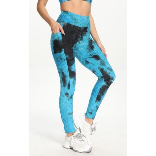 2021 Womens Tie-dyed Printing Sports Yoga Pants High Waist Fitness Slimming Casual Pencil Pants Gym Workout Running Sportwear