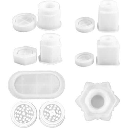 1 Set Resin Molds for Large Hexagon Jar and Spice Grinder Mills Grinder Epoxy Casting Silicone Mould for DIY Herb Crusher
