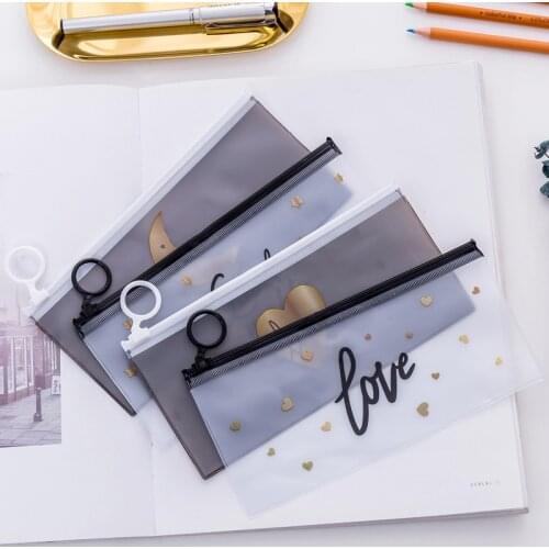 10pcs Eco-Friendly PVC Stationery Storage Bags Zipper Office Bills Files Sundries Organizers Children Student Pencil Bags Purse