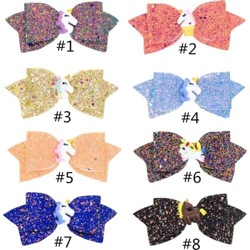 10pcs/lot , 12.5*5.5cm Fashion bow pin glitter sequins unicorn bow pin hot sale hair fashion accessories